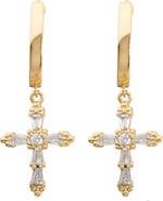 ATHRA LUXE Cubic Zirconia Cross Huggie Hoop Earrings