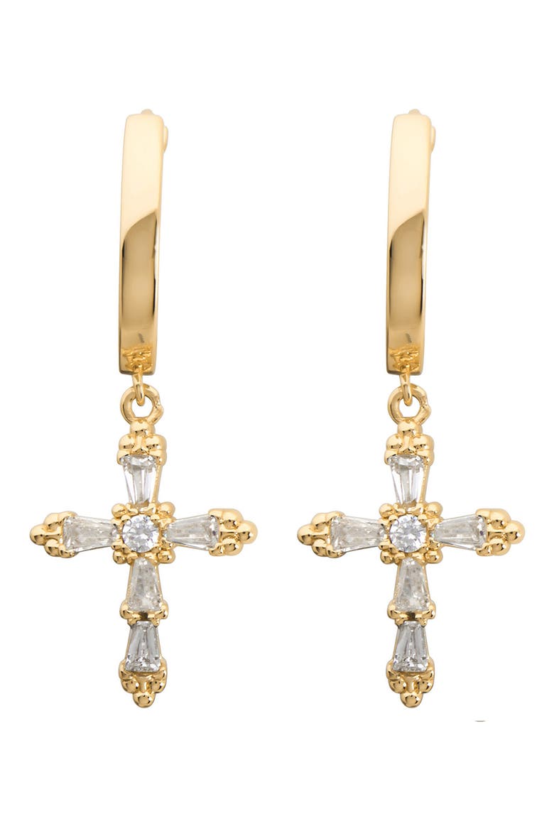 Cubic Zirconia Cross Huggie Hoop Earrings video