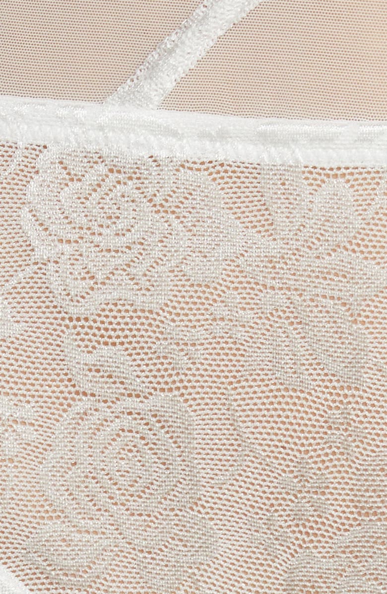 Coquette Strappy Lace Trim Teddy, Alternate, color, White