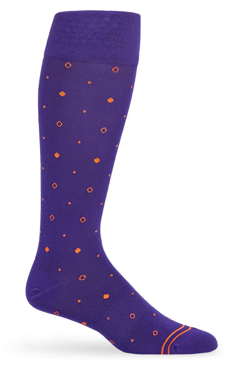 Mixed Dot Dress Socks, Main, color, PURPLE / ORANGE