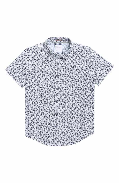 DENIM AND FLOWER Kids' Floral Short Sleeve Button-Up Shirt