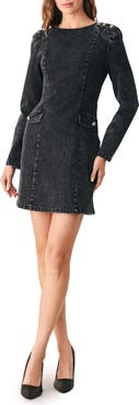 FREEMARKET Long Sleeve Washed Denim Minidress