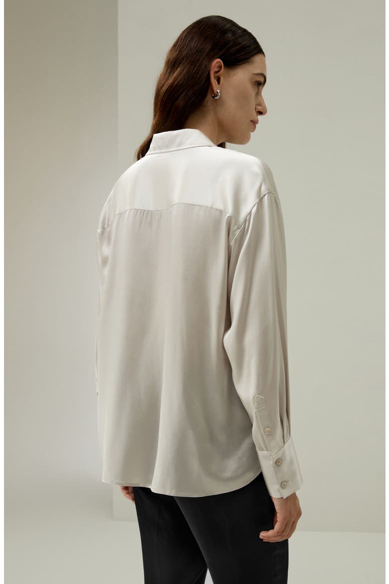 Casual Spread Collar Silk Shirt, Alternate, color, Moonlight Gray