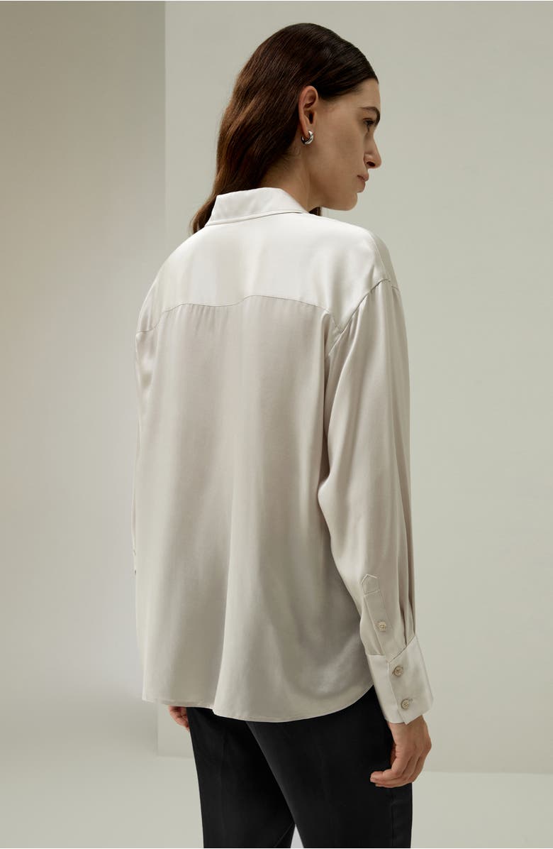 Lilysilk Casual Spread Collar Silk Shirt, Alternate, color, Moonlight Gray