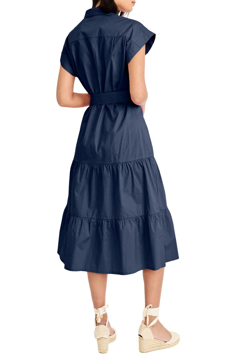 Maggy London Tie Waist Stretch Cotton Shirtdress, Alternate, color, Navy Blazer