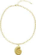 OLIVIA WELLES Spiral Shell Pendant Necklace