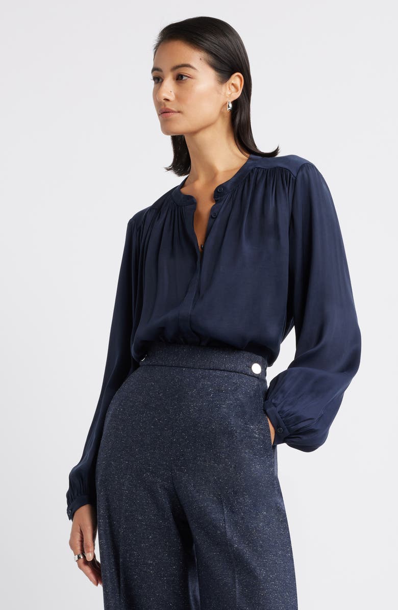 Shirred Satin Shirt