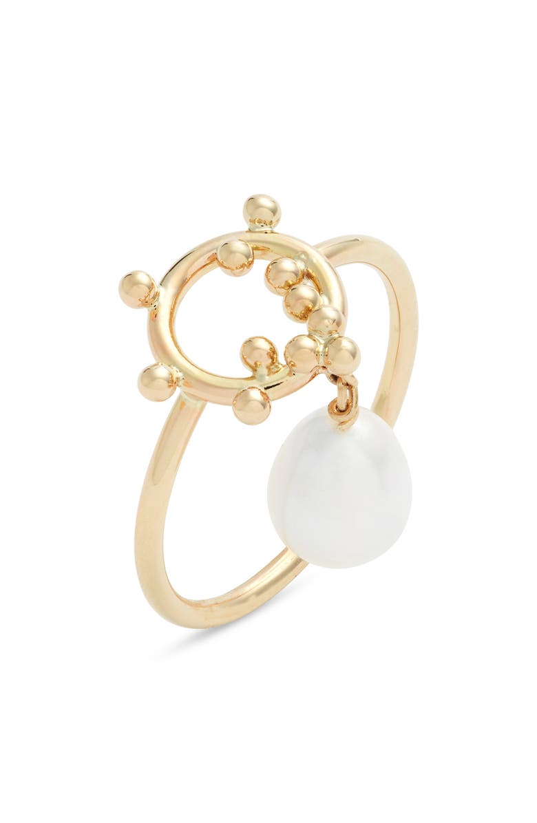 Poppy Finch Bubble Cultured Pearl Ring, Main, color, Pearl/ 14K Yellow Gold