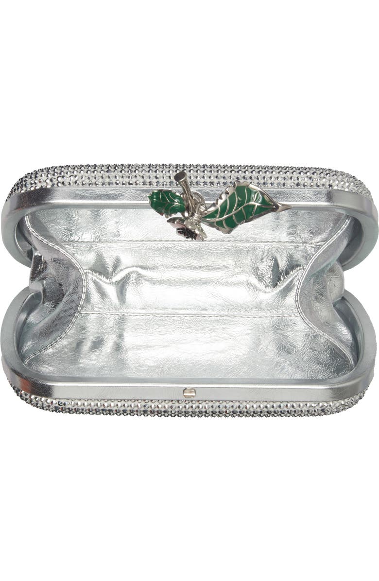 Bottega Veneta Knot Crystal Flower Clutch, Alternate, color, White/ Silver