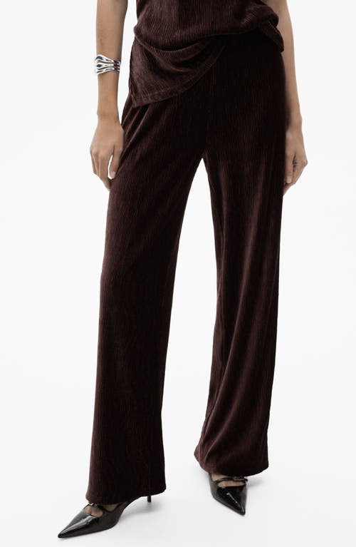 Mango Velvet Straight Leg Pants In Burgundy