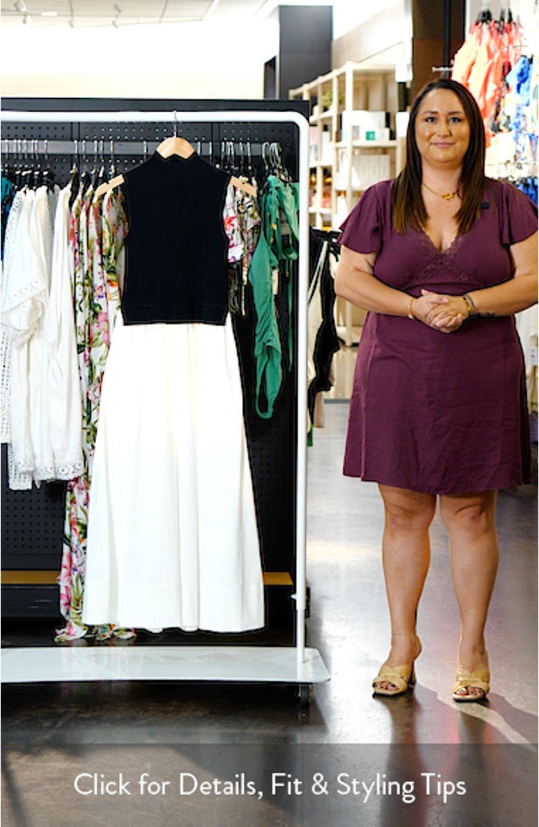 Mixed Media Colorblock Sleeveless Midi Dress, sales video thumbnail