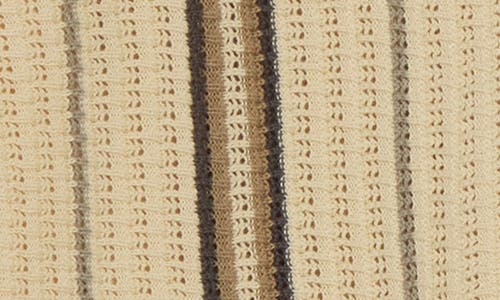 Lucky Brand Stripe Crochet Short Sleeve Button-up Shirt In Neutral