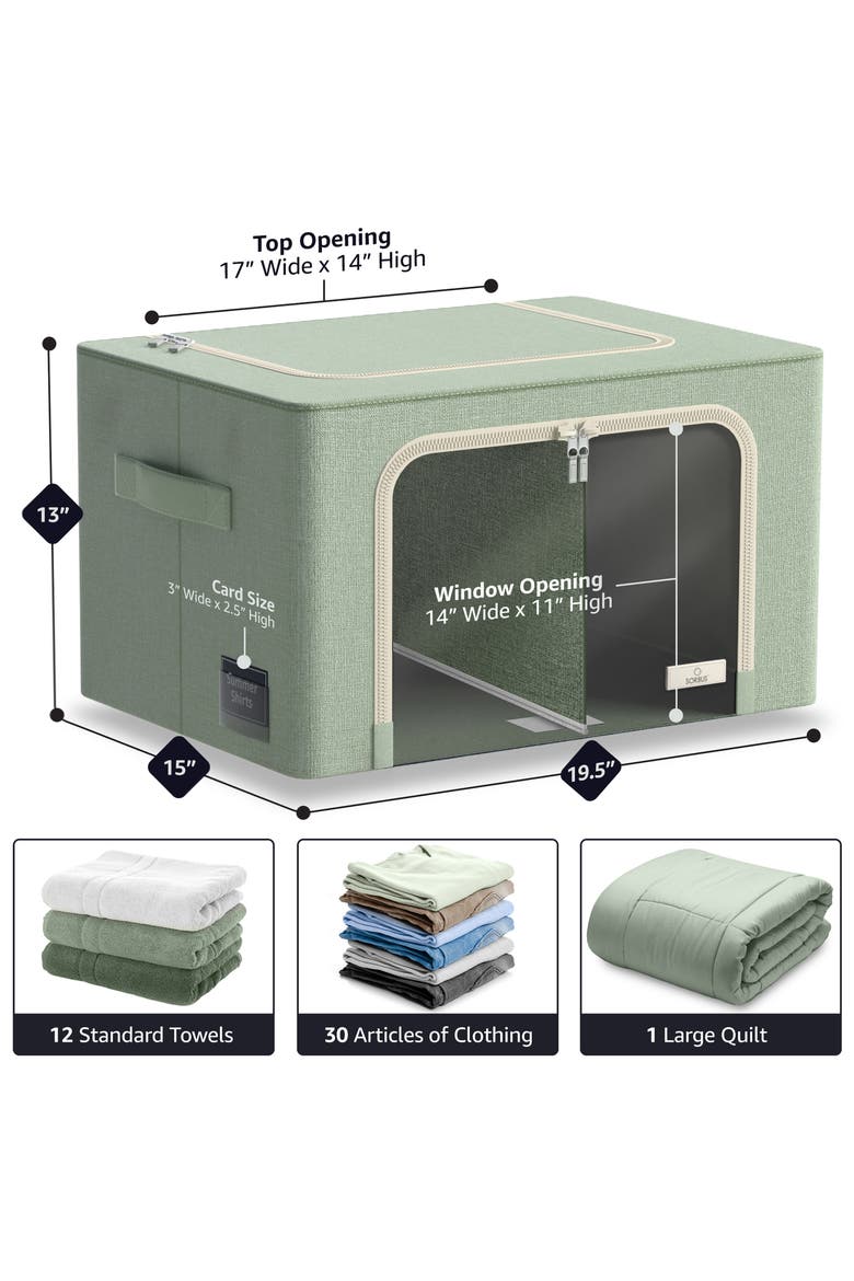 Set of 2 Stackable Foldable Organizer Bins, Alternate, color, TEAL