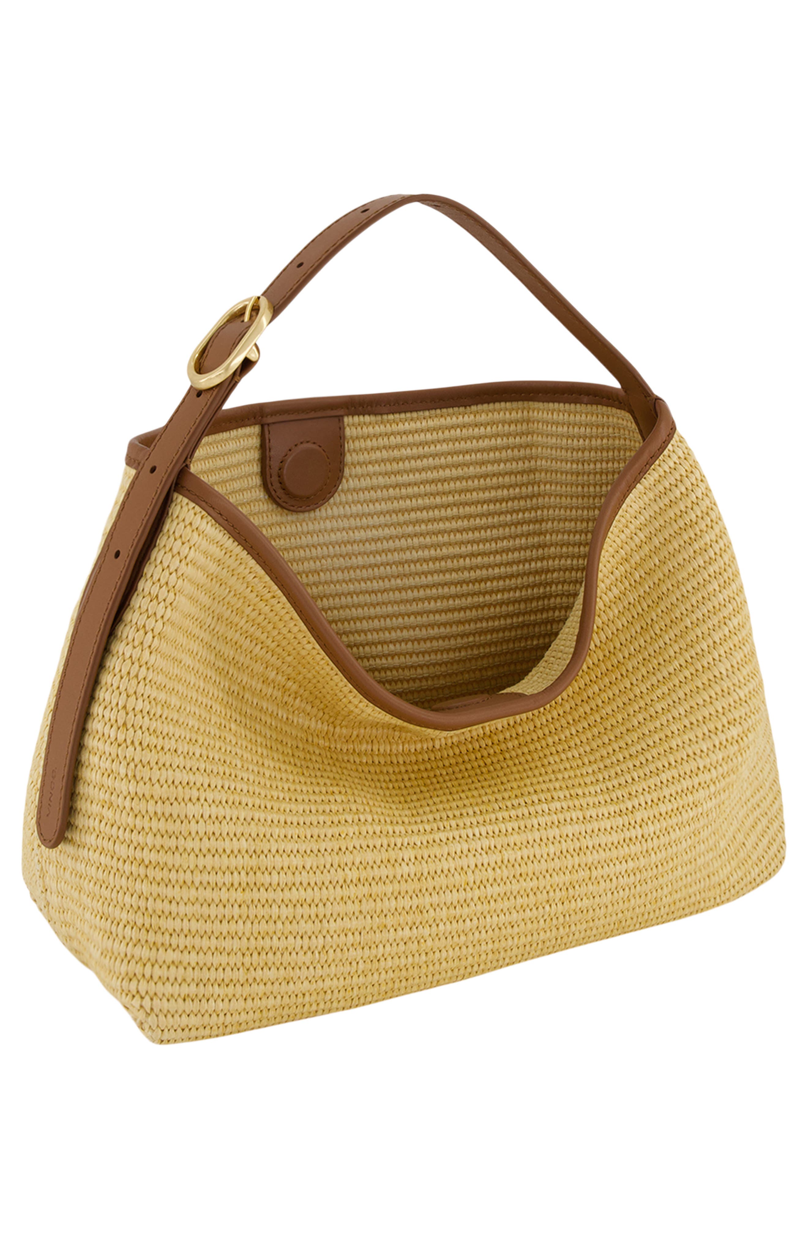 Vince Small Vivian Raffia Hobo Bag, Alternate, color, Natural