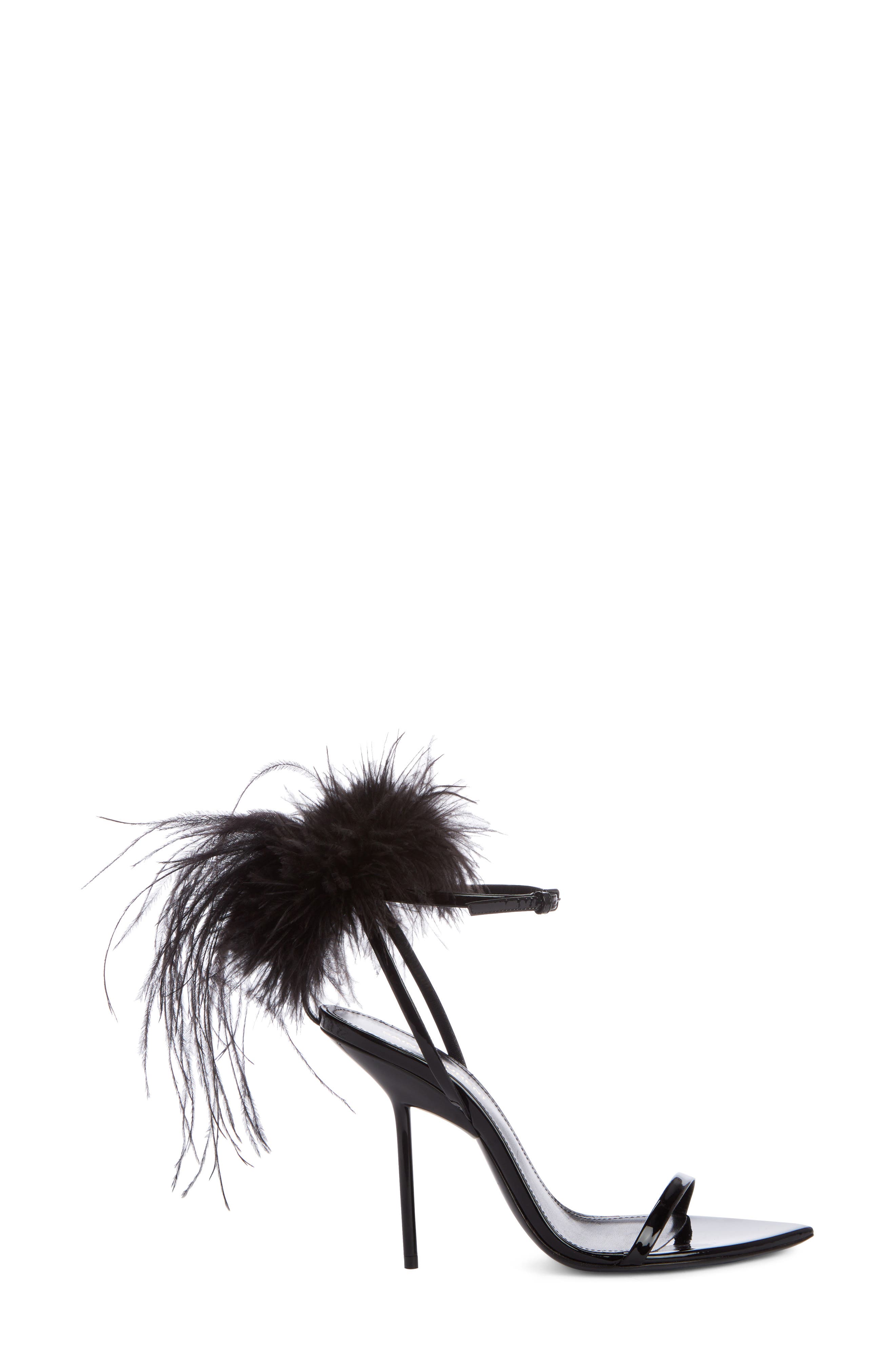 Saint Laurent Inez Embellished Ankle Strap Sandals, Alternate, color, 