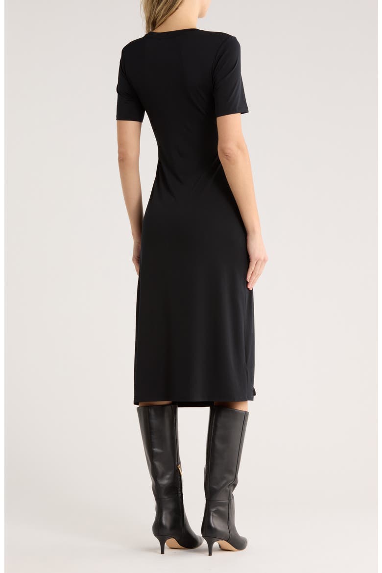 Lucille Pleated Studded Waist Dress, Alternate, color, BLACK