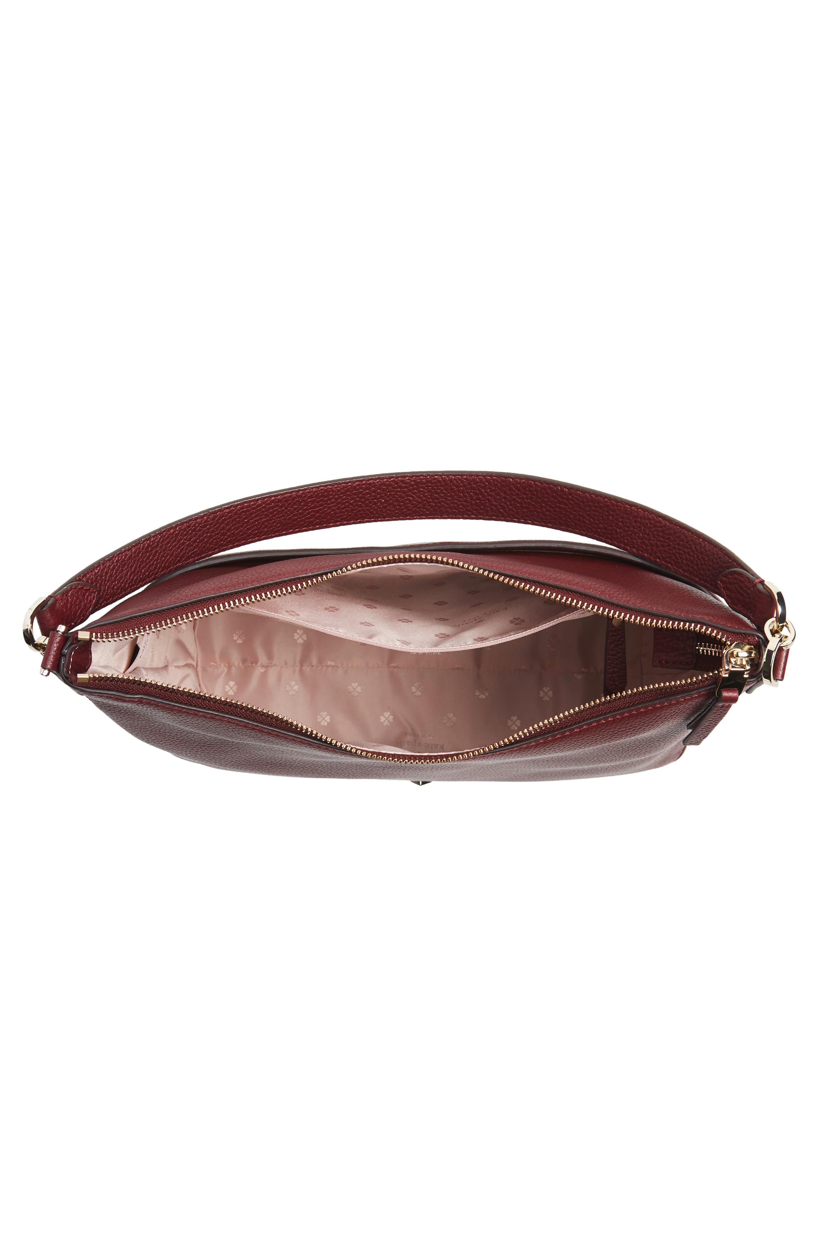 medium polly leather shoulder bag, Alternate, color, CHERRYWOOD