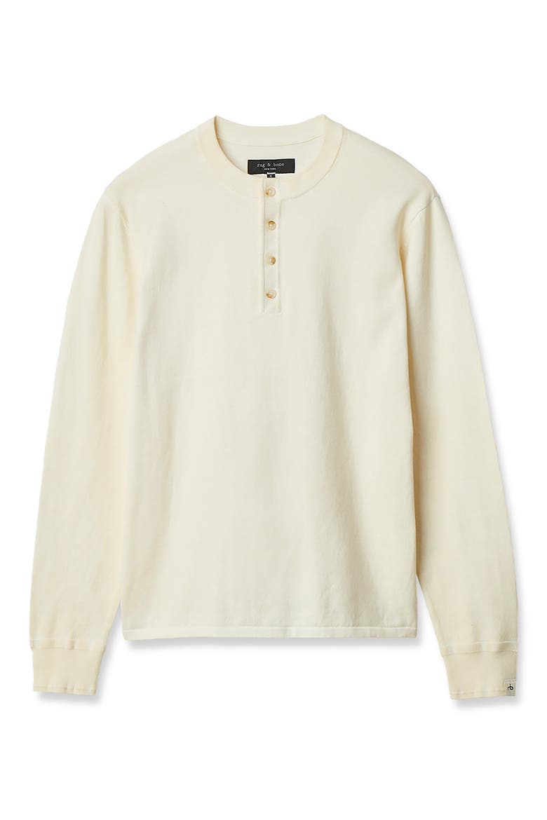 Washed Cotton Henley, Alternate, color, CHALK
