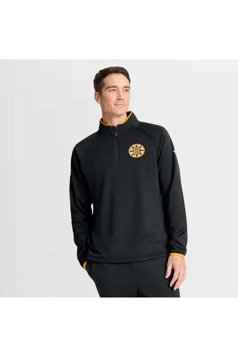 Men's Fanatics Black Boston Bruins Authentic Pro Rink Raglan Quarter-Zip Pullover, Main, color, Black