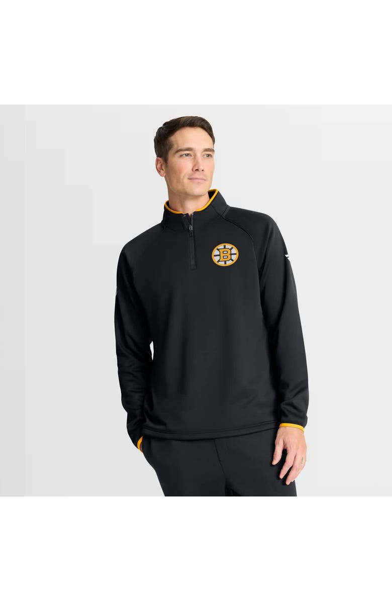 FANATICS Men
s Fanatics Black Boston Bruins Authentic Pro Rink Raglan Quarter-Zip Pullover, Main, color, Black