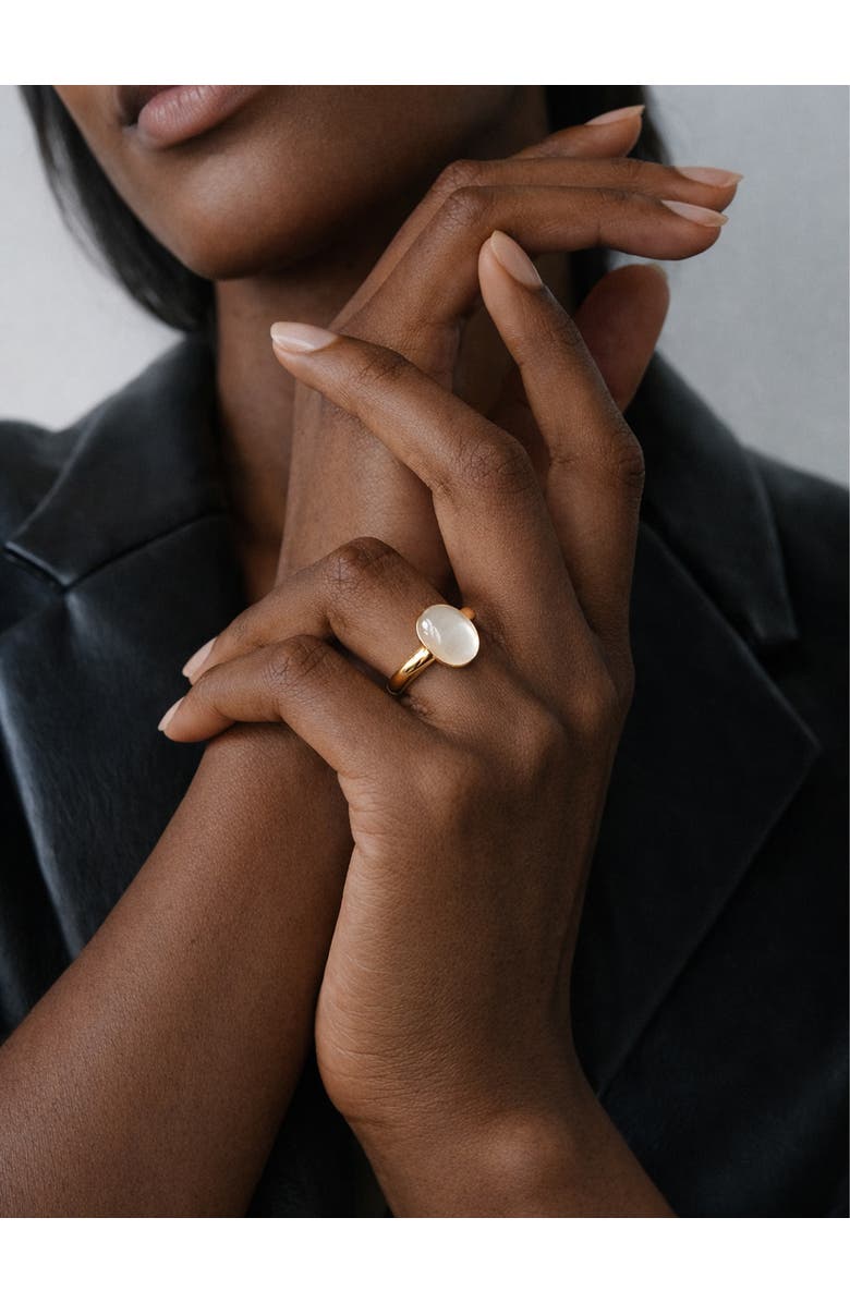 seree Halo White Chalcedony Cabochon Ring, Alternate, color, Gold