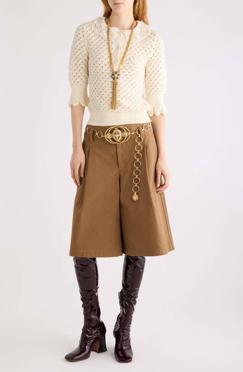 Chloé Pointelle Cotton, Alpaca & Silk Blend Sweater, Alternate, color, Iconic Milk