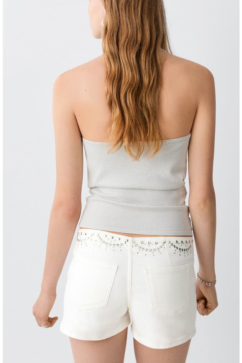 Kids' Studded Denim Shorts, Alternate, color, OFF WHITE