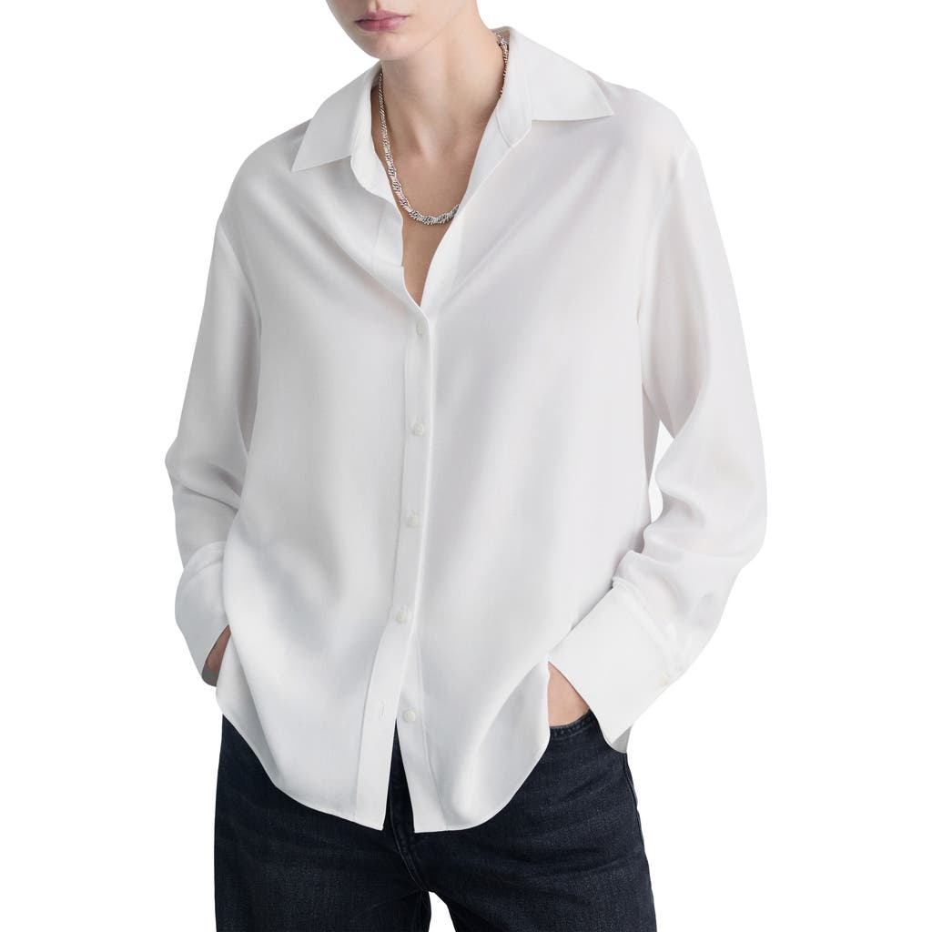 Mango Fluid Button-up Shirt In Off White