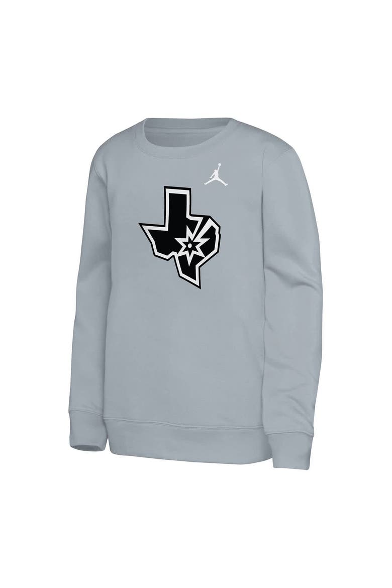 Youth Jordan Brand Silver San Antonio Spurs Courtside Statement Edition Sweatshirt, Alternate, color, Silver