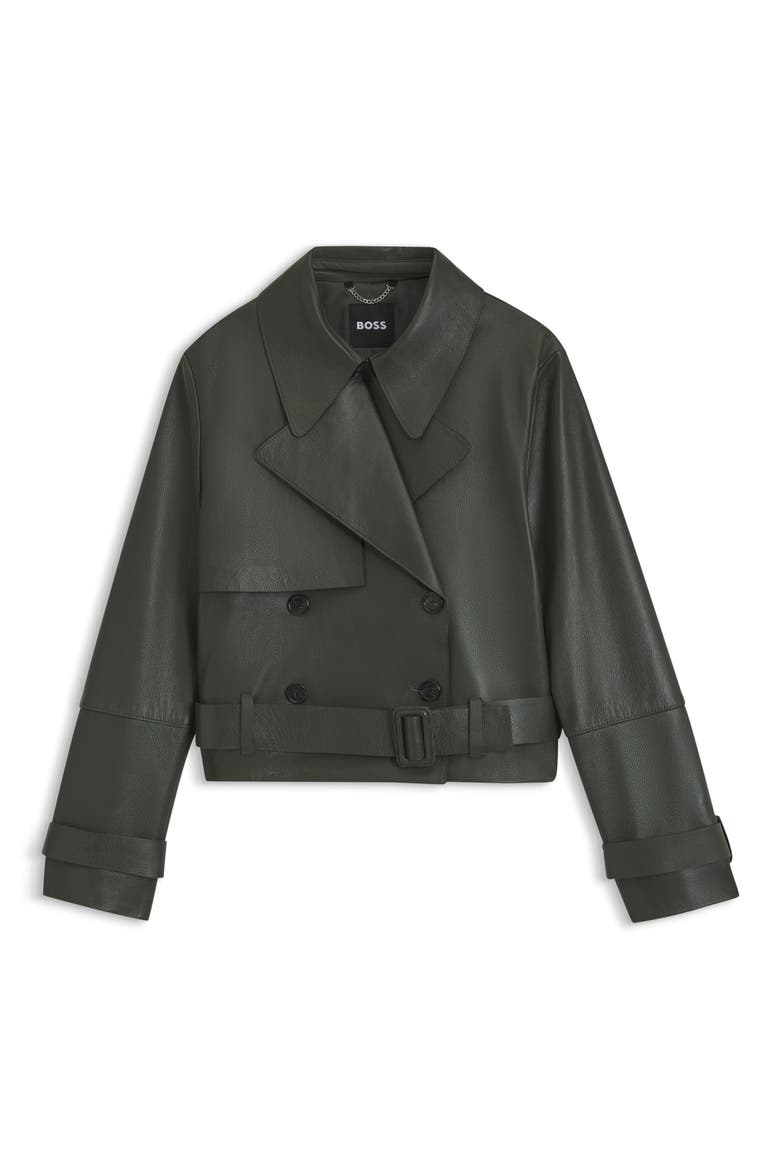 Satela Leather Jacket, Alternate, color, TEA LEAF