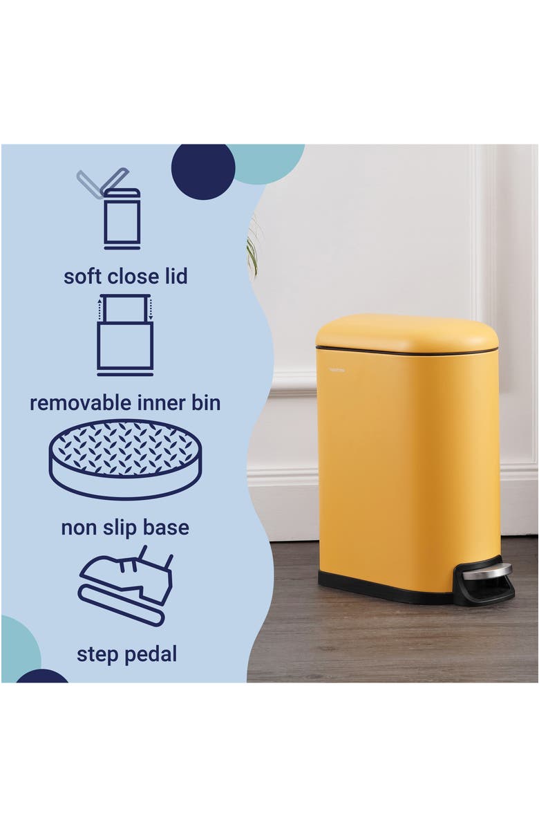 HAPPIMESS Roland Mini 2.6-Gallon Step-Open Trash Can, Alternate, color, Daffodil Yellow