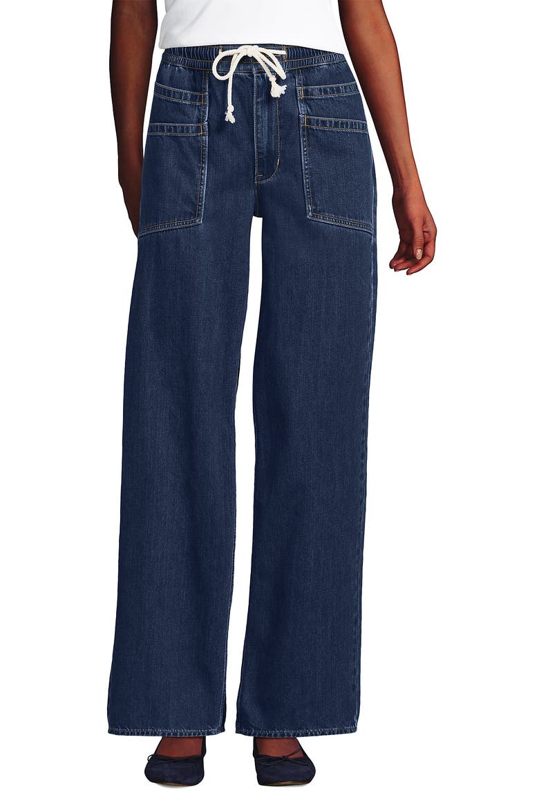 Lightweight Denim High Rise Relaxed Straight Pull On Pocket Jeans, Alternate, color, Crawford Wash