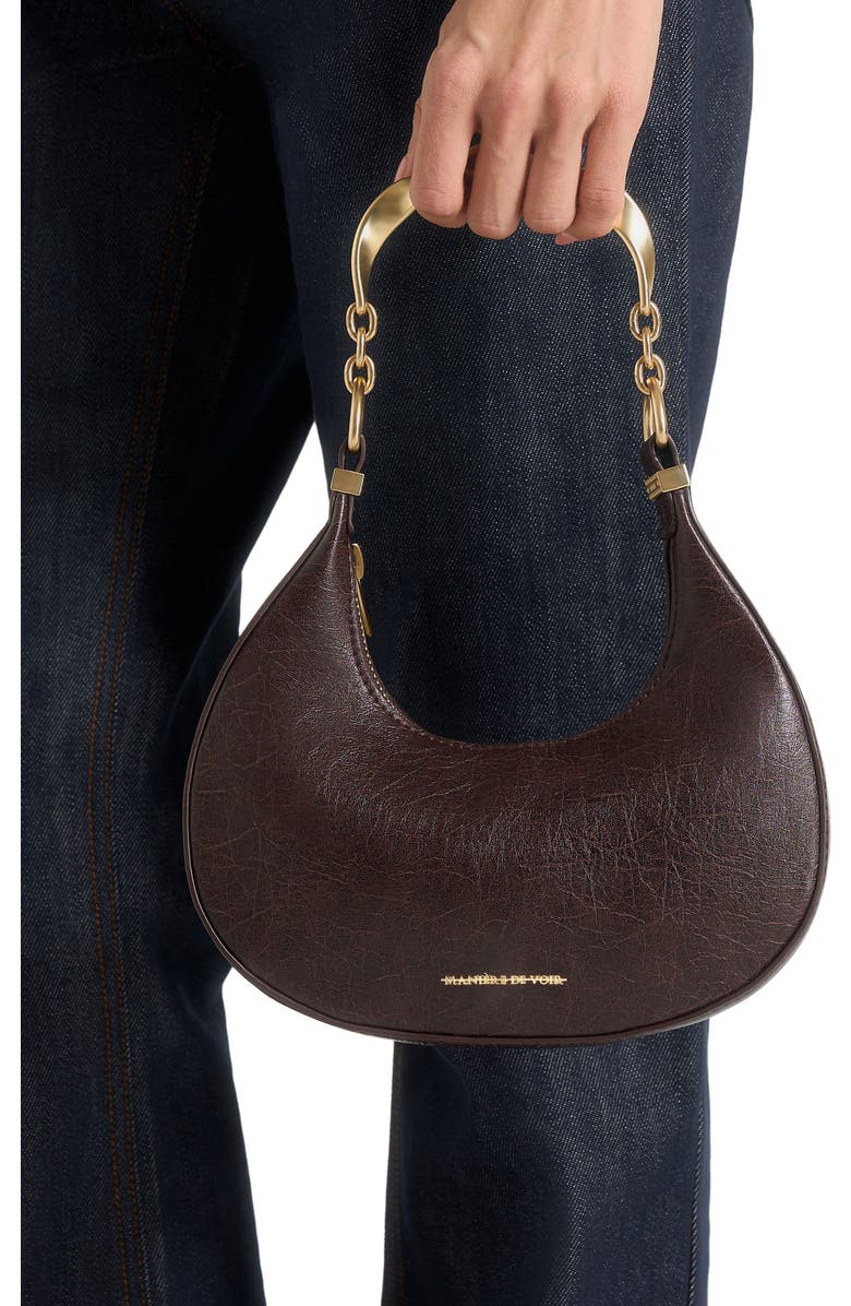 Manière De Voir Sadie Sculpted Leather Crescent Bag, Alternate, color, Brown