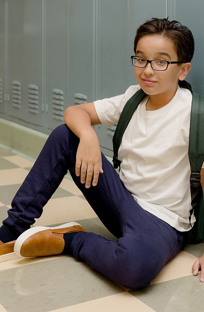 Mightly Organic Cotton Fleece Pocket Joggers, Alternate, color, Navy