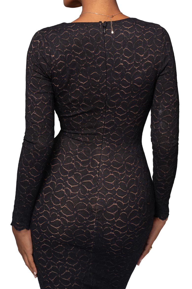 Reunited Lace Long Sleeve Maxi Dress, Alternate, color, BLACK