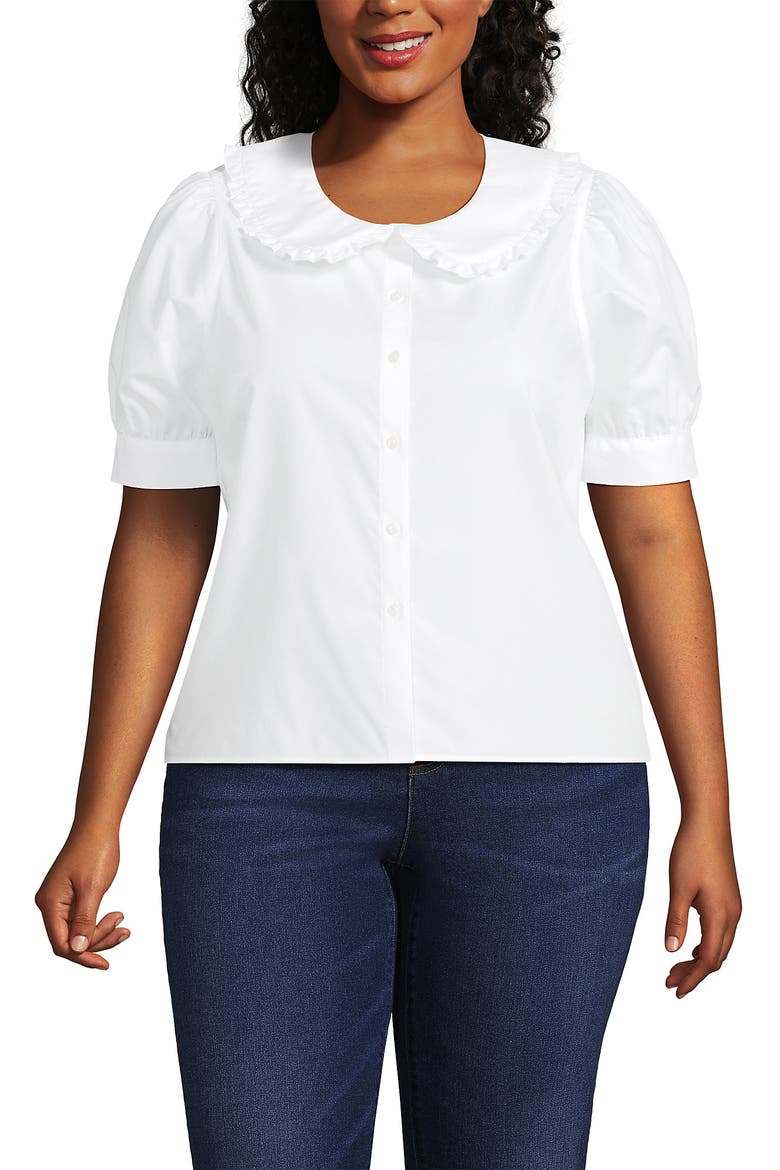 Easy Care Puff Sleeve Statement Collar Shirt, Main, color, White