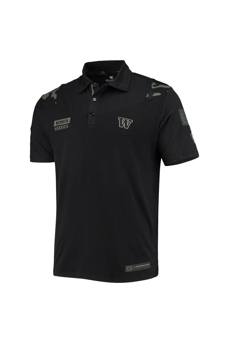 Men's Colosseum Black Washington Huskies OHT Military Appreciation Sierra Team Polo, Alternate, color, Black