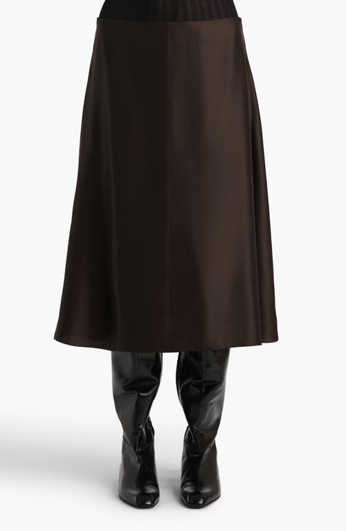 Khaite Nania Satin A-line Skirt In Brown