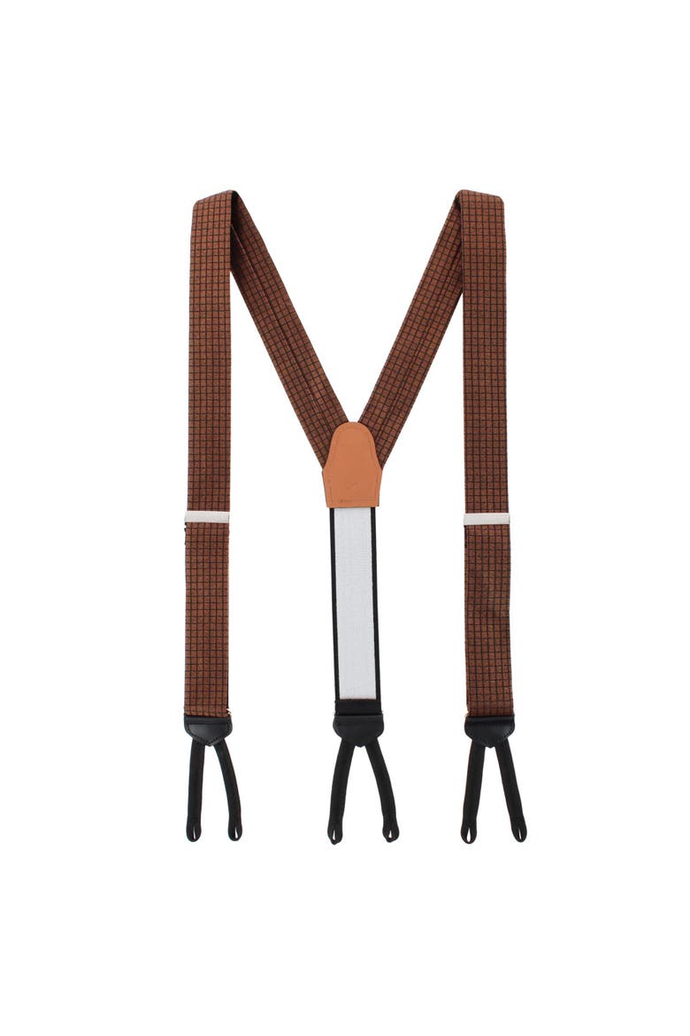 Bradford Neat Square Silk Formal End Suspenders, Alternate, color, Brown