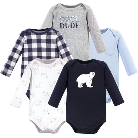 Five-Piece Collection of Long-Sleeve Cotton Bodysuits