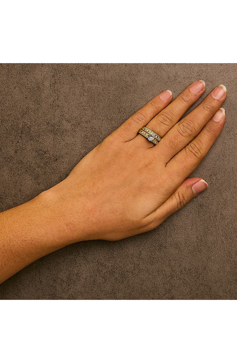 Haus of Brilliance 14K Yellow Gold Plated Silver 1/5 Cttw Diamond Art Deco Engagement Ring Bridal Set, Alternate, color, 