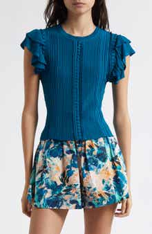 Ulla Johnson Giulia Ruffle Sleeve Rib Top