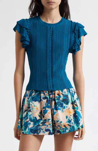 Ulla Johnson Giulia Ruffle Sleeve Rib Top