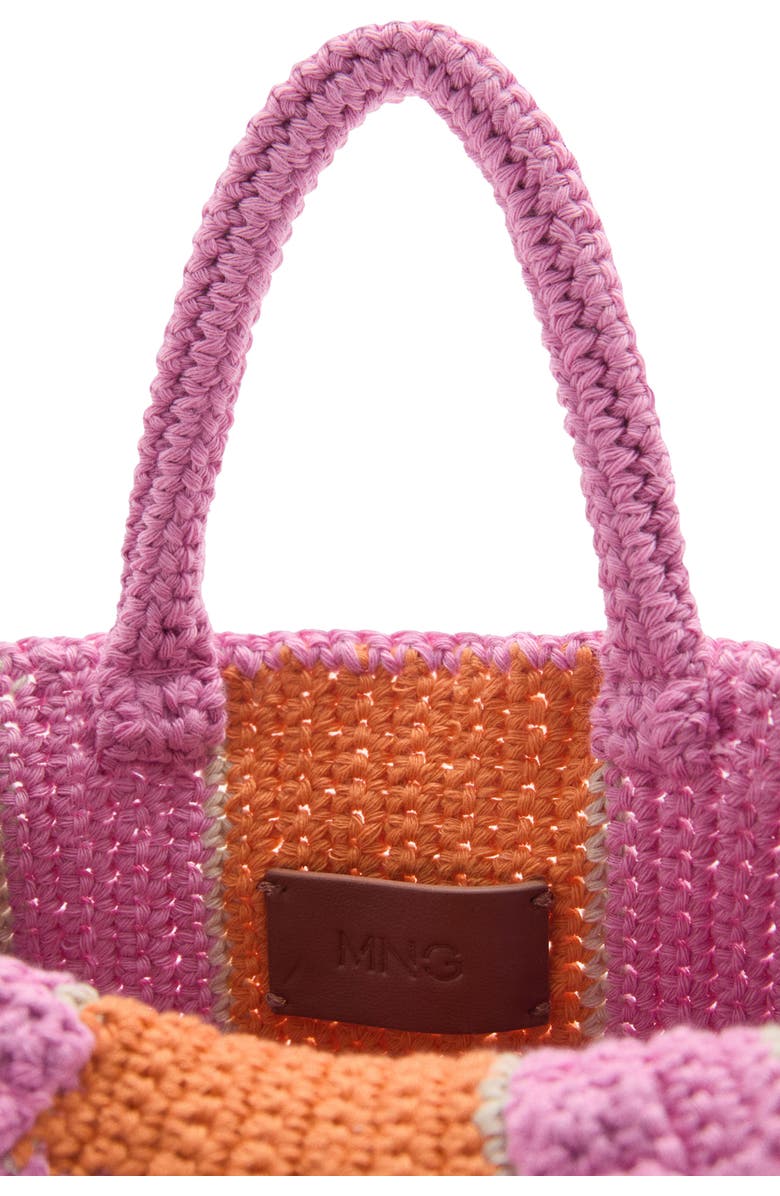 MANGO Stripe Crochet Shopper, Alternate, color,