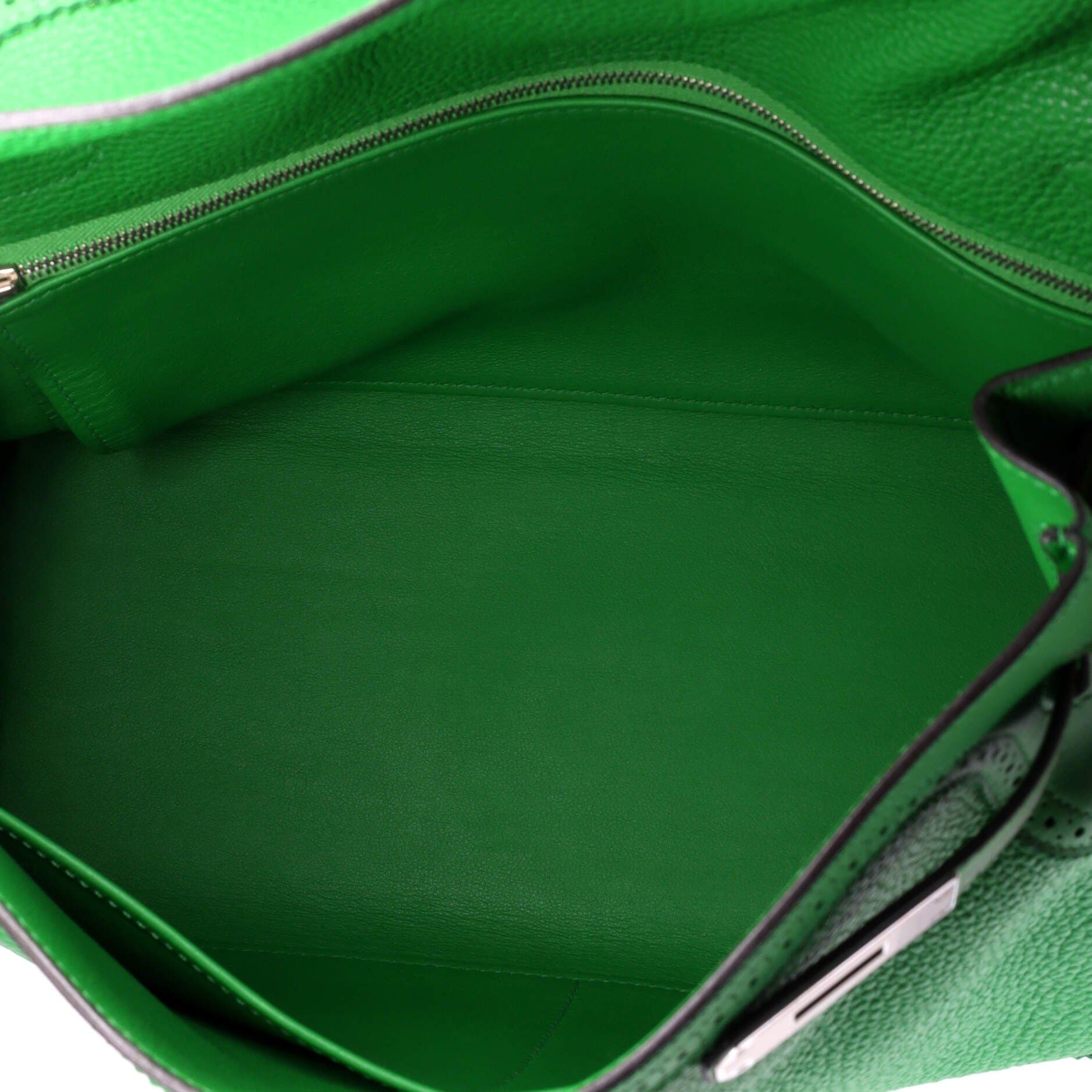 Kelly Ghillies Handbag Green Togo and Swift with Palladium Hardware 32, Alternate, color, Green