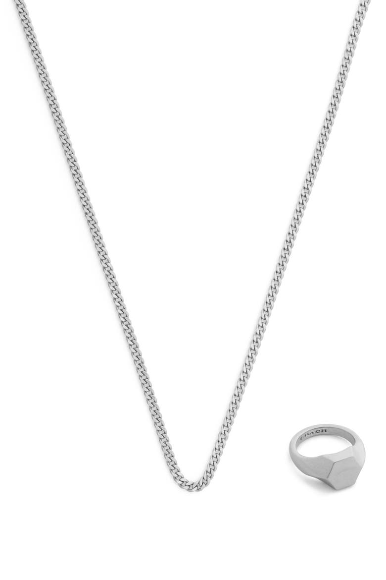 Signet Ring Pendant Necklace, Alternate, color, ANTIQUE SILVER