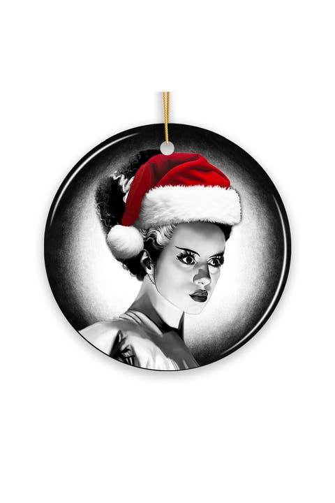 Bride Of Frankenstein Santa Hat Ceramic Ornament