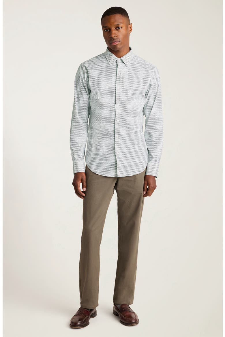 Tech Slim Fit Solid Button-Up Shirt, Alternate, color, WHITE/ GREEN