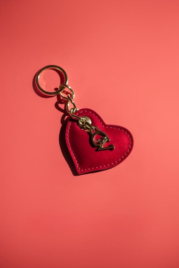 Midnight Rouge Patent Leather Heart Keychain 283, Alternate, color, Red