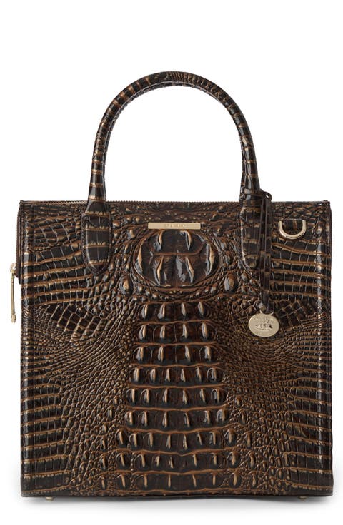 Caroline Croc Embossed Leather Satchel